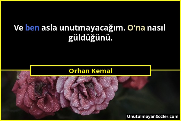 Orhan Kemal - Ve ben asla unutmayacağım. O'na nasıl güldüğünü....