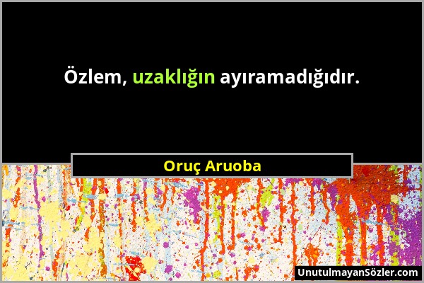 Oruç Aruoba - Özlem, uzaklığın ayıramadığıdır....