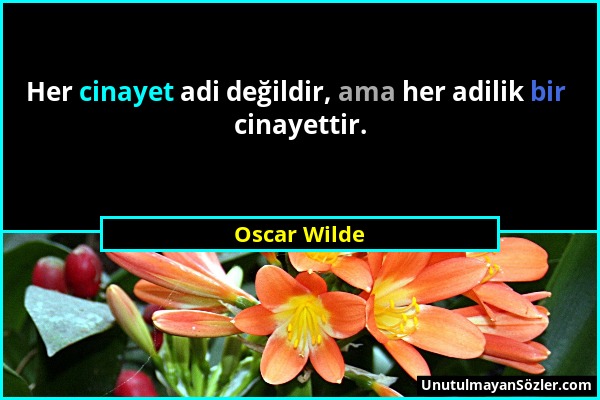 Oscar Wilde - Her cinayet adi değildir, ama her adilik bir cinayettir....