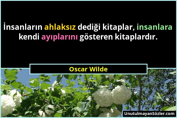 Oscar Wilde - İnsanların ahlaksız dediği kitaplar, insanlara kendi ayıplarını gösteren kitaplardır....