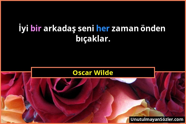 Oscar Wilde - İyi bir arkadaş seni her zaman önden bıçaklar....