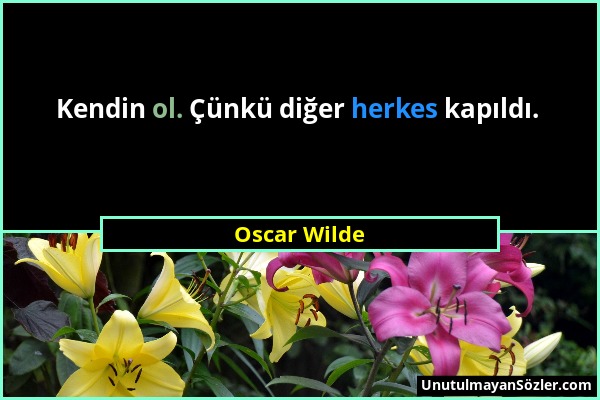 Oscar Wilde - Kendin ol. Çünkü diğer herkes kapıldı....