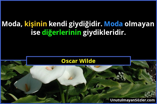Oscar Wilde - Moda, kişinin kendi giydiğidir. Moda olmayan ise diğerlerinin giydikleridir....