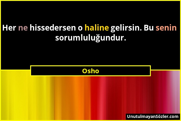 Osho - Her ne hissedersen o haline gelirsin. Bu senin sorumluluğundur....