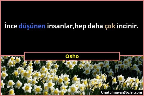 Osho - İnce düşünen insanlar,hep daha çok incinir....