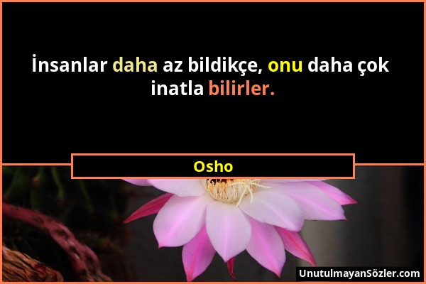 Osho - İnsanlar daha az bildikçe, onu daha çok inatla bilirler....