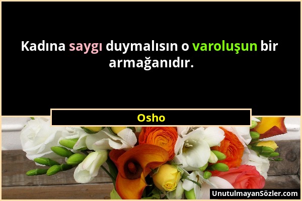 Osho - Kadına saygı duymalısın o varoluşun bir armağanıdır....