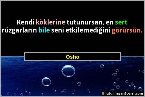 Osho - Kendi köklerine tutunursan, en sert rüzgarların bile seni etkilemediğini görürsün....