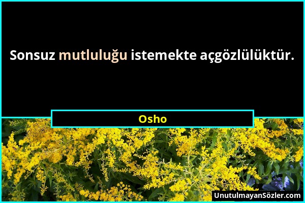 Osho - Sonsuz mutluluğu istemekte açgözlülüktür....