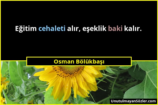 Osman Bölükbaşı - Eğitim cehaleti alır, eşeklik baki kalır....