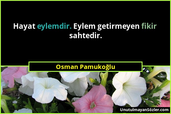 Osman Pamukoğlu - Hayat eylemdir. Eylem getirmeyen fikir sahtedir....