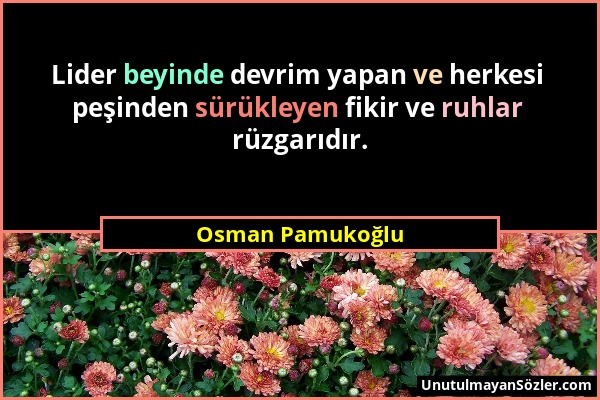Osman Pamukoğlu - Lider beyinde devrim yapan ve herkesi peşinden sürükleyen fikir ve ruhlar rüzgarıdır....