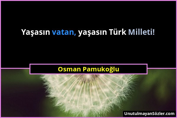 Osman Pamukoğlu - Yaşasın vatan, yaşasın Türk Milleti!...