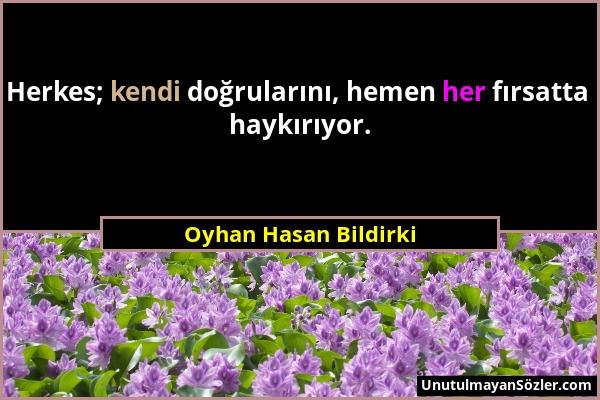 Oyhan Hasan Bildirki - Herkes; kendi doğrularını, hemen her fırsatta haykırıyor....