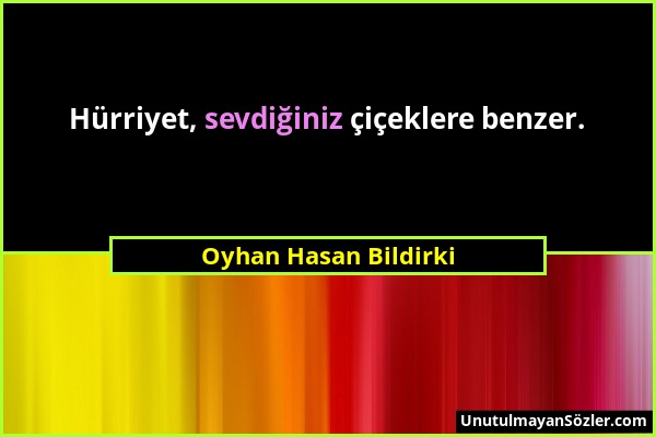 Oyhan Hasan Bildirki - Hürriyet, sevdiğiniz çiçeklere benzer....