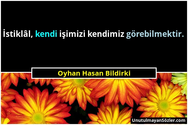 Oyhan Hasan Bildirki - İstiklâl, kendi işimizi kendimiz görebilmektir....