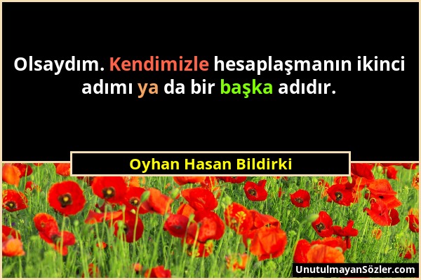 Oyhan Hasan Bildirki - Olsaydım. Kendimizle hesaplaşmanın ikinci adımı ya da bir başka adıdır....