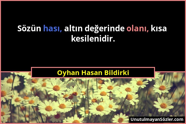 Oyhan Hasan Bildirki - Sözün hası, altın değerinde olanı, kısa kesilenidir....