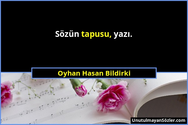 Oyhan Hasan Bildirki - Sözün tapusu, yazı....