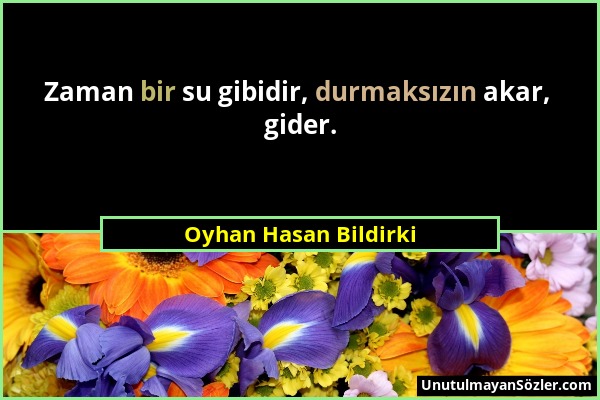 Oyhan Hasan Bildirki - Zaman bir su gibidir, durmaksızın akar, gider....