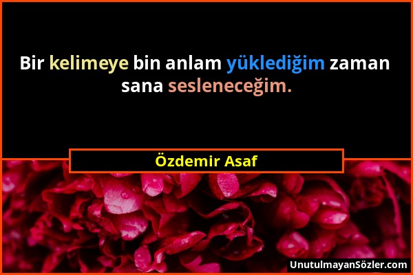 Özdemir Asaf - Bir kelimeye bin anlam yüklediğim zaman sana sesleneceğim....