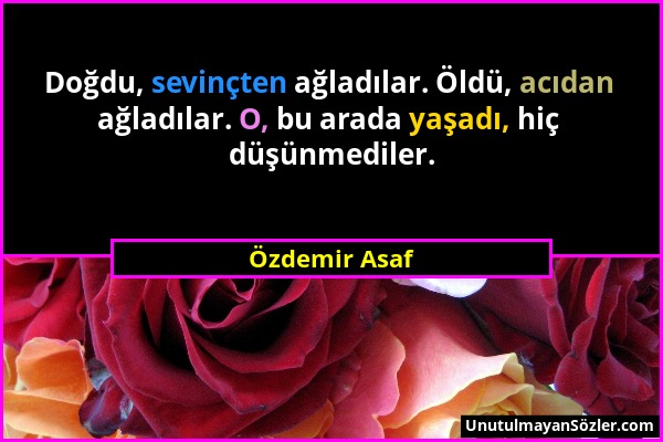 Özdemir Asaf - Doğdu, sevinçten ağladılar. Öldü, acıdan ağladılar. O, bu arada yaşadı, hiç düşünmediler....