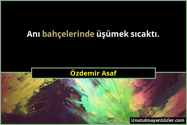 Özdemir Asaf - Anı bahçelerinde üşümek sıcaktı....