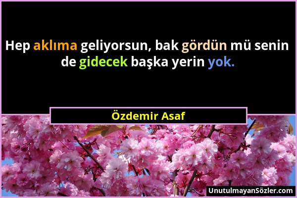 Özdemir Asaf - Hep aklıma geliyorsun, bak gördün mü senin de gidecek başka yerin yok....