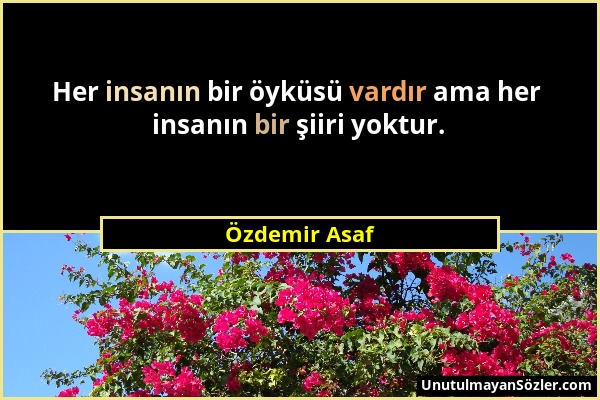 Özdemir Asaf - Her insanın bir öyküsü vardır ama her insanın bir şiiri yoktur....