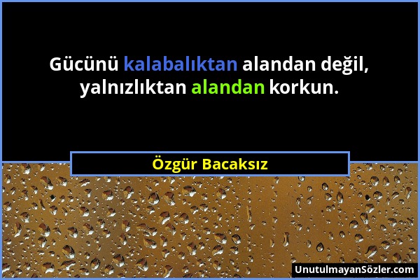 Özgür Bacaksız - Gücünü kalabalıktan alandan değil, yalnızlıktan alandan korkun....