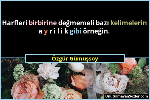 Özgür Gümuşsoy - Harfleri birbirine değmemeli bazı kelimelerin a y r i l i k gibi örneğin....