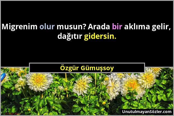 Özgür Gümuşsoy - Migrenim olur musun? Arada bir aklıma gelir, dağıtır gidersin....