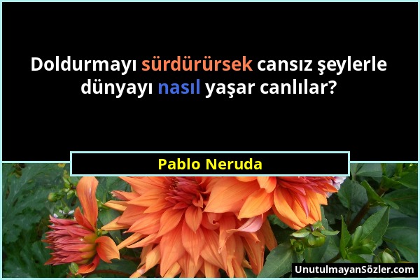 Pablo Neruda - Doldurmayı sürdürürsek cansız şeylerle dünyayı nasıl yaşar canlılar?...