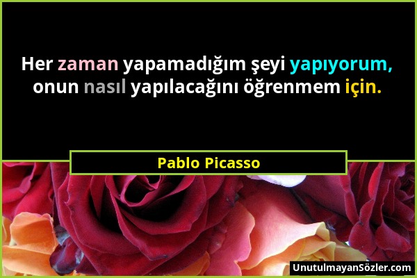 Pablo Picasso - Her zaman yapamadığım şeyi yapıyorum, onun nasıl yapılacağını öğrenmem için....