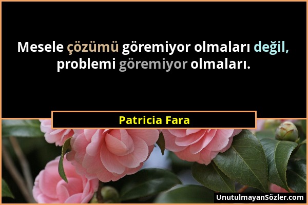 Patricia Fara - Mesele çözümü göremiyor olmaları değil, problemi göremiyor olmaları....