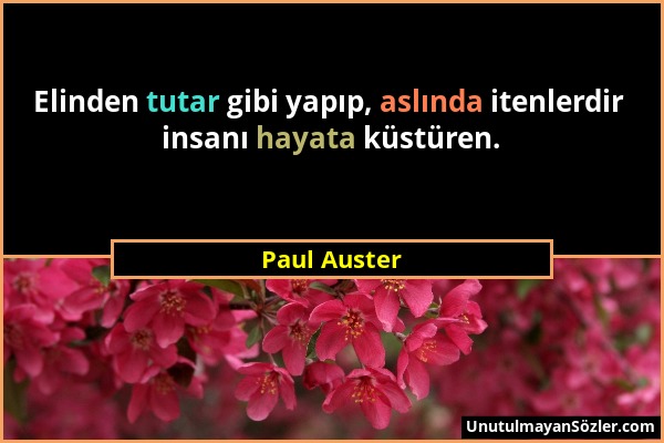 Paul Auster - Elinden tutar gibi yapıp, aslında itenlerdir insanı hayata küstüren....