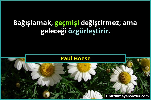 Paul Boese - Bağışlamak, geçmişi değiştirmez; ama geleceği özgürleştirir....