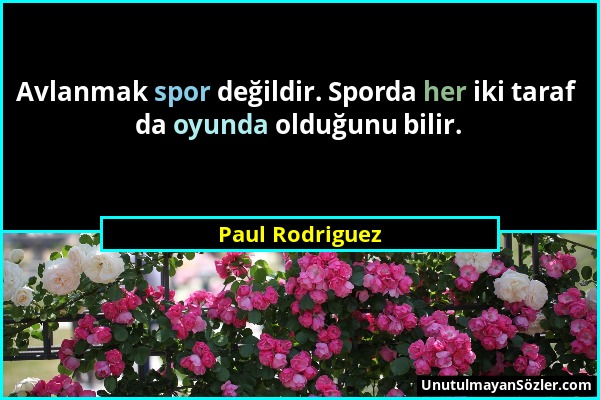 Paul Rodriguez - Avlanmak spor değildir. Sporda her iki taraf da oyunda olduğunu bilir....