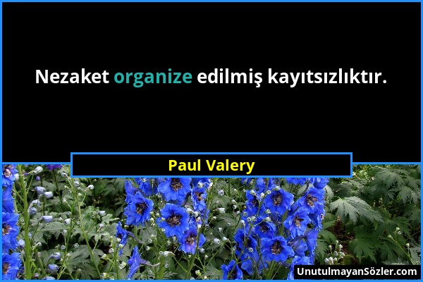 Paul Valery - Nezaket organize edilmiş kayıtsızlıktır....