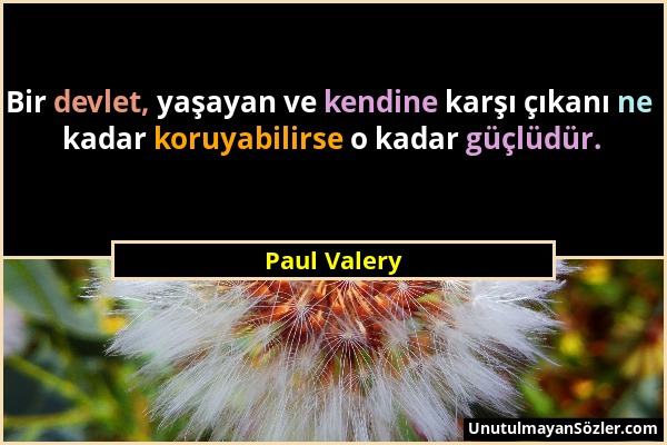 Paul Valery - Bir devlet, yaşayan ve kendine karşı çıkanı ne kadar koruyabilirse o kadar güçlüdür....