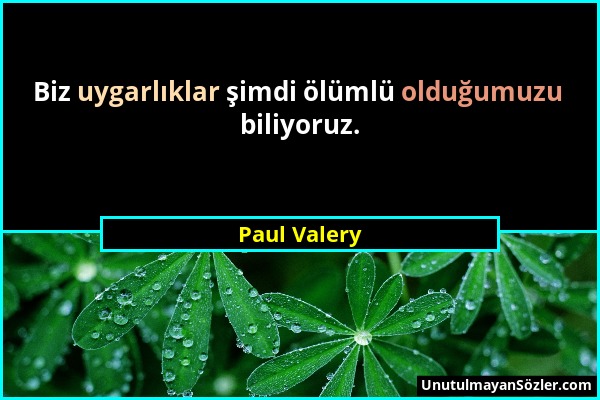 Paul Valery - Biz uygarlıklar şimdi ölümlü olduğumuzu biliyoruz....