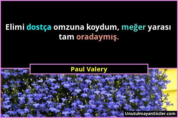 Paul Valery - Elimi dostça omzuna koydum, meğer yarası tam oradaymış....