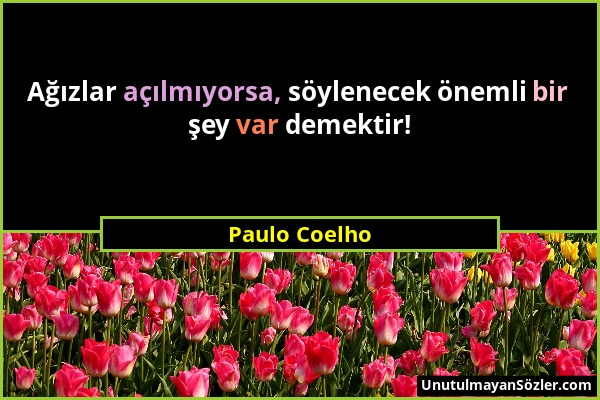 Paulo Coelho - Ağızlar açılmıyorsa, söylenecek önemli bir şey var demektir!...