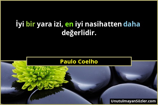 Paulo Coelho - İyi bir yara izi, en iyi nasihatten daha değerlidir....
