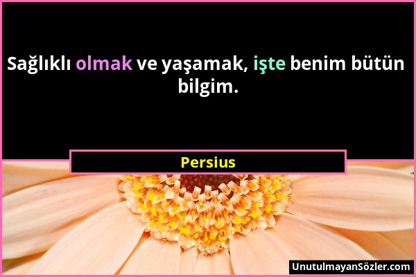 Persius - Sağlıklı olmak ve yaşamak, işte benim bütün bilgim....