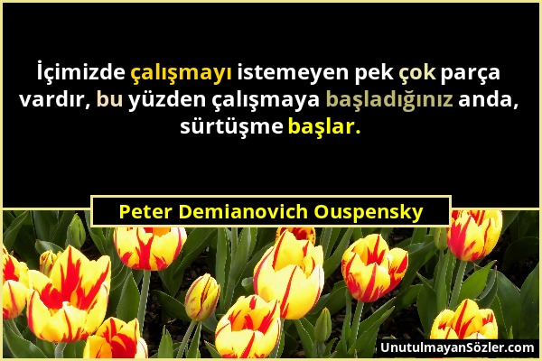 Peter Demianovich Ouspensky - İçimizde çalışmayı istemeyen pek çok parça vardır, bu yüzden çalışmaya başladığınız anda, sürtüşme başlar....