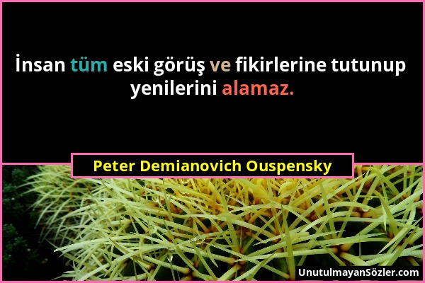 Peter Demianovich Ouspensky - İnsan tüm eski görüş ve fikirlerine tutunup yenilerini alamaz....