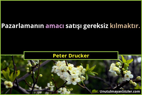 Peter Drucker - Pazarlamanın amacı satışı gereksiz kılmaktır....