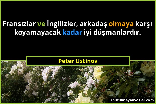 Peter Ustinov - Fransızlar ve İngilizler, arkadaş olmaya karşı koyamayacak kadar iyi düşmanlardır....