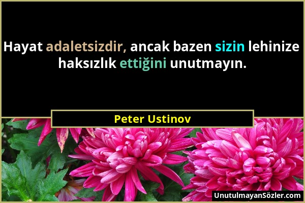 Peter Ustinov - Hayat adaletsizdir, ancak bazen sizin lehinize haksızlık ettiğini unutmayın....